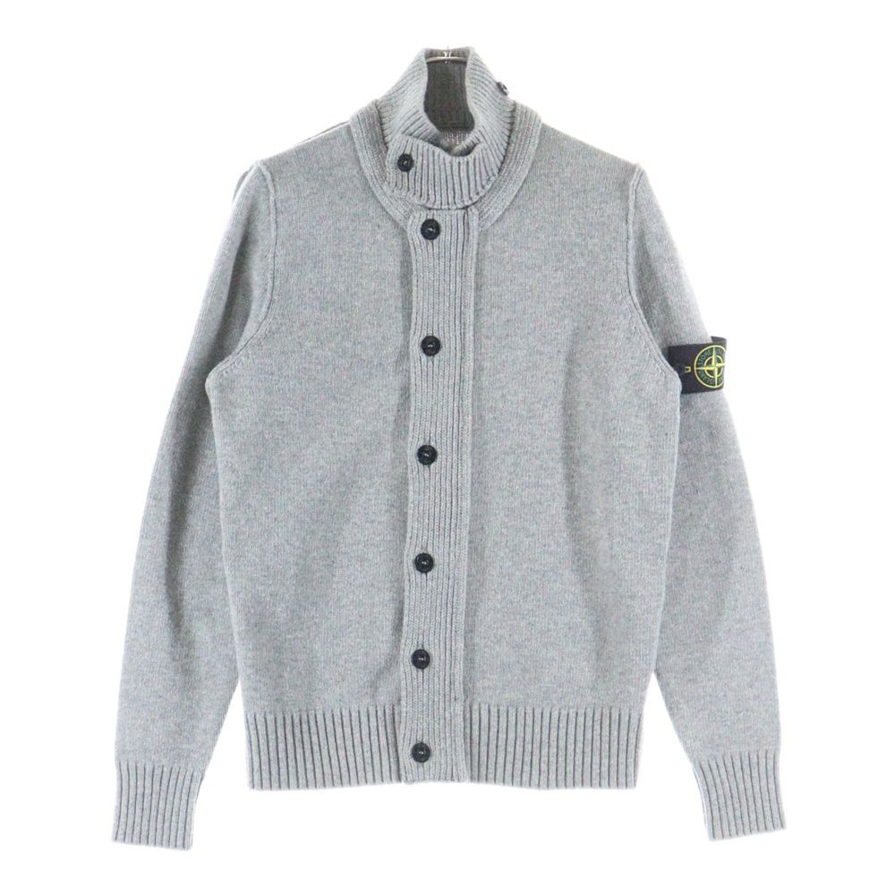 STONE ISLAND ストーンアイランド ワッペンロゴ ウール スタンド ジップアップ ニットジャケット カーディガン グレー 651550LA3