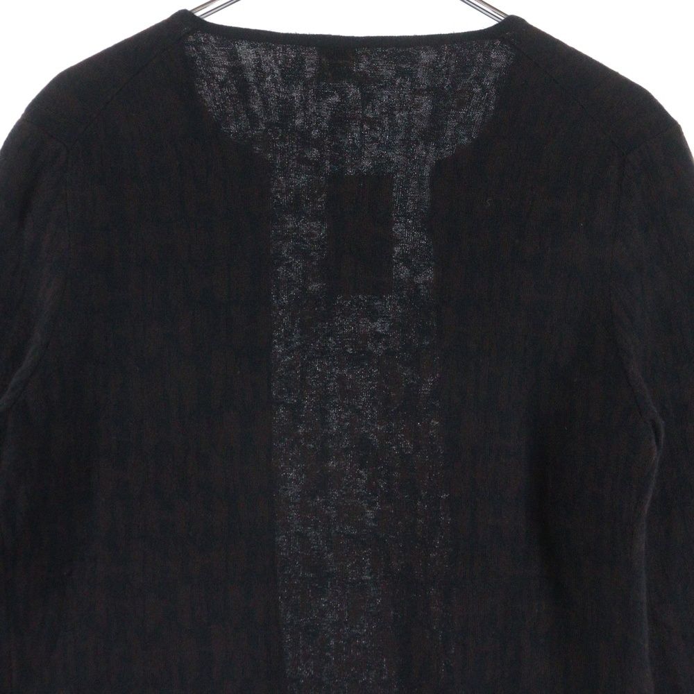  HERMES エルメス Hロゴ総柄ジャガード カシミヤ クルーネック ニット カーディガン ブラウン レディース カーディガン ボレロ アンサンブル トップス