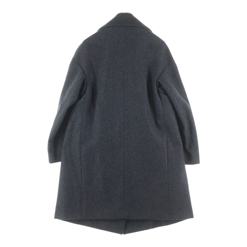 JIL SANDER ジルサンダー モヘア アルパカ混 メルトンウール ラムレザー切り替え ベルトデザイン チェスターコート グレー レディース 20132W02079