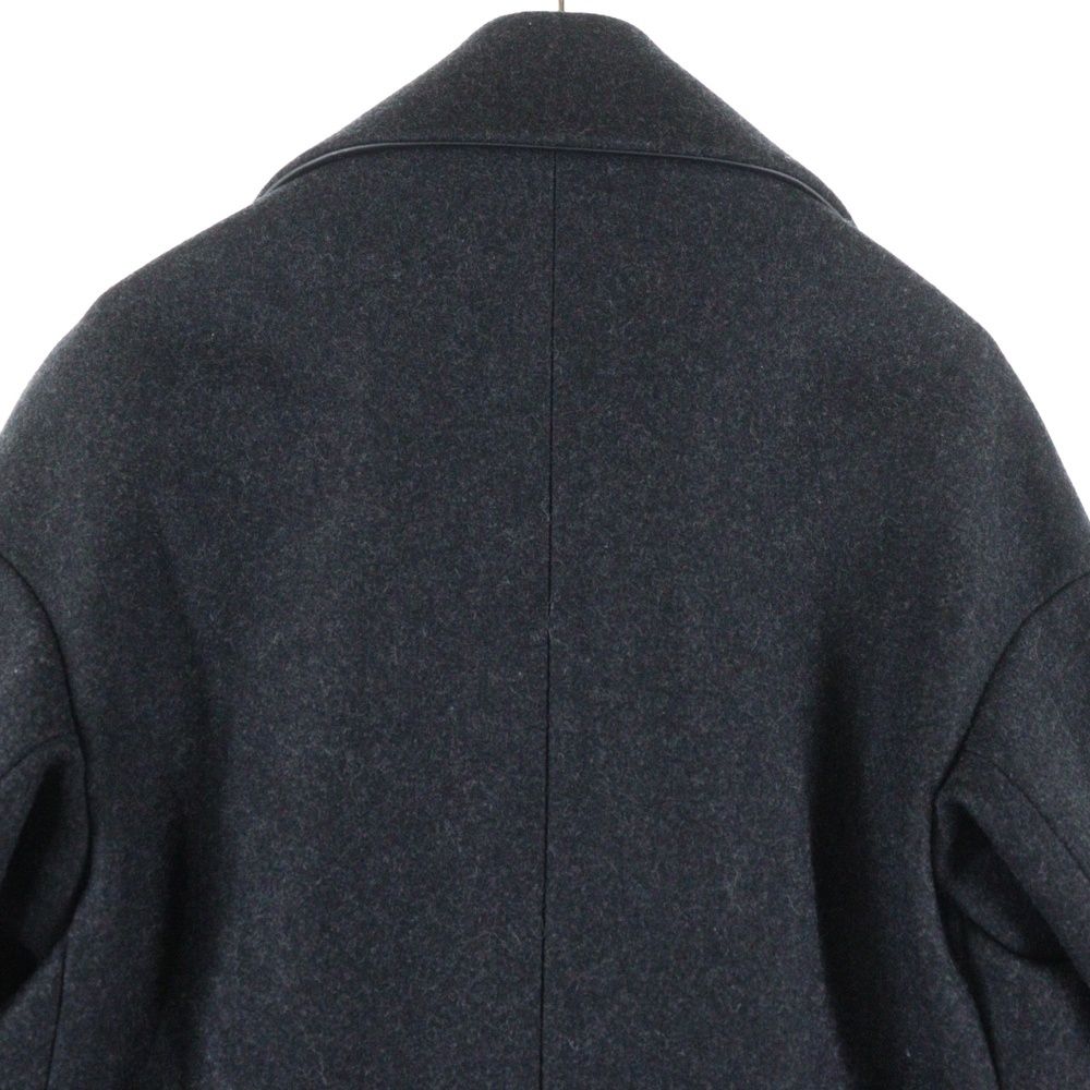 個性的 JIL SANDER ジルサンダー モヘア アルパカ混 メルトンウール ラムレザー切り替え ベルトデザイン チェスターコート グレー レディース 20132W02079