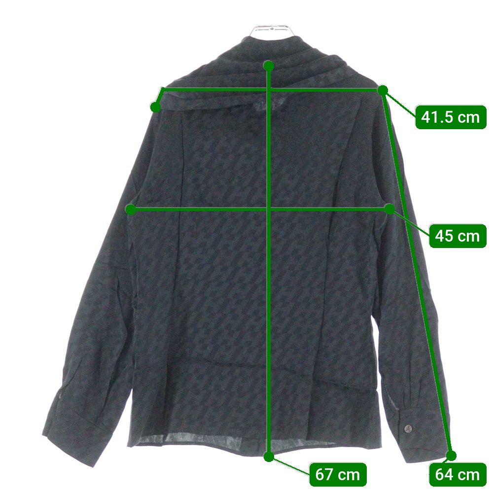  HERMES エルメス Hロゴ 総柄 ボー シルク 長袖シャツ ブラウス ブラック レディース 長袖 Tシャツ カットソー