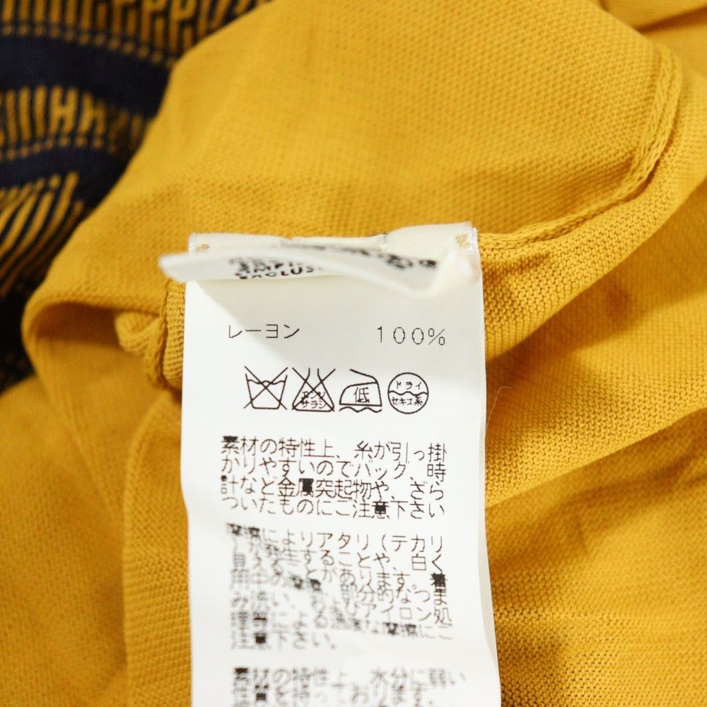 準備万端の HERMES エルメス シェーヌダンクル バックルボタン バイ レーヨンニット カーディガン イエロー ネイビー レディース