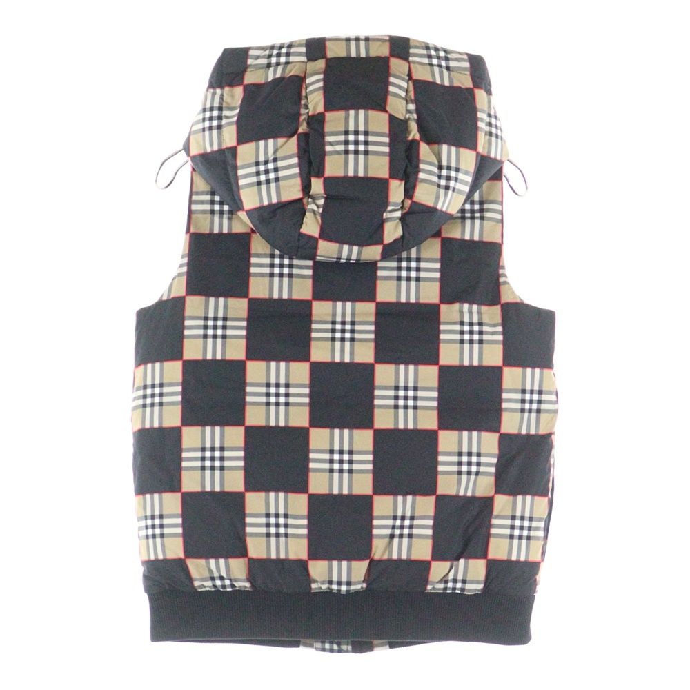 BURBERRY バーバリー ノバチェック総柄 フーデッド ジップアップ ダウンベスト ベージュ ブラック 8032749