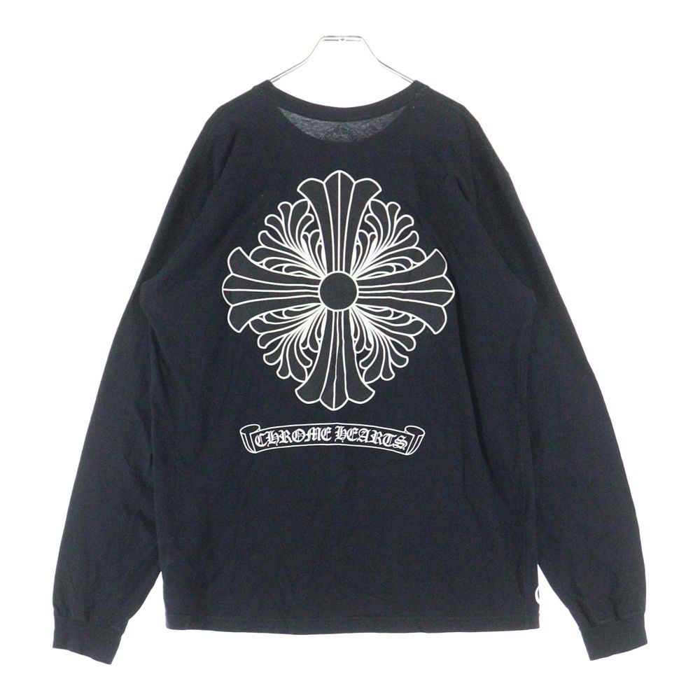 CHROME HEARTS クロムハーツ BACK CH CROSS CHプラス スクロールラベル バックプリント 長袖Tシャツ カットソー ブラック