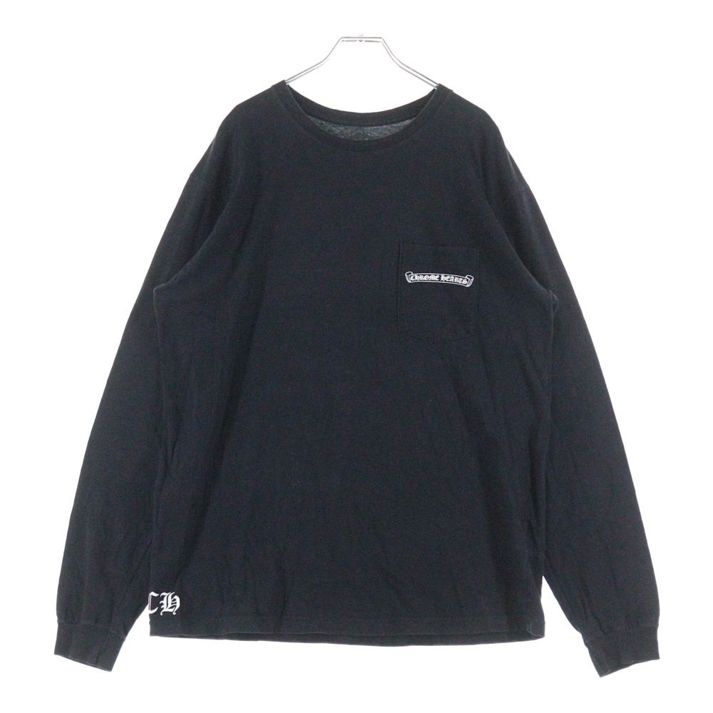 CHROME HEARTS クロムハーツ BACK CH CROSS CHプラス スクロールラベル バックプリント 長袖Tシャツ カットソー ブラック