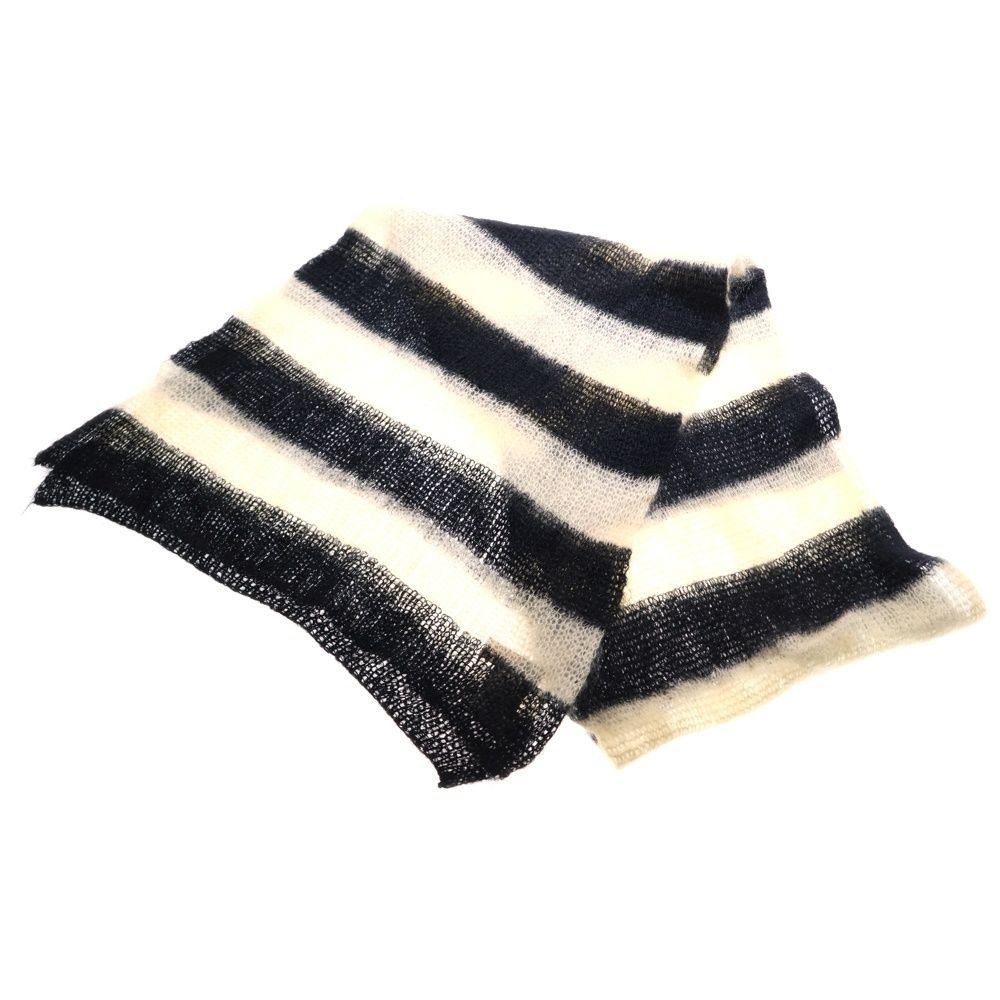 Y s for men ワイズフォーメン WOOL BORDER MUFFLER ウール ボーダー マフラー ブラック アイボリー ML-L03-814