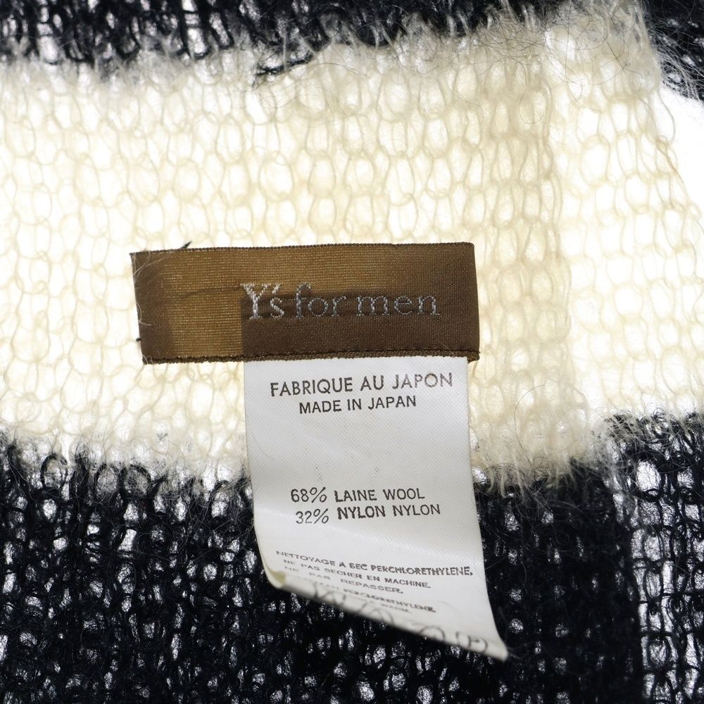  Y s for men ワイズフォーメン WOOL BORDER MUFFLER ウール ボーダー マフラー ブラック アイボリー ML L 03 814 その他 その他