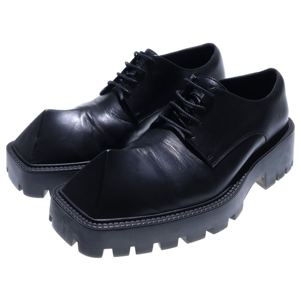 バレンシアガ RHINO リノ チャンキーダービー レースアップレダービーシューズ レザーシューズ ブラック 656977