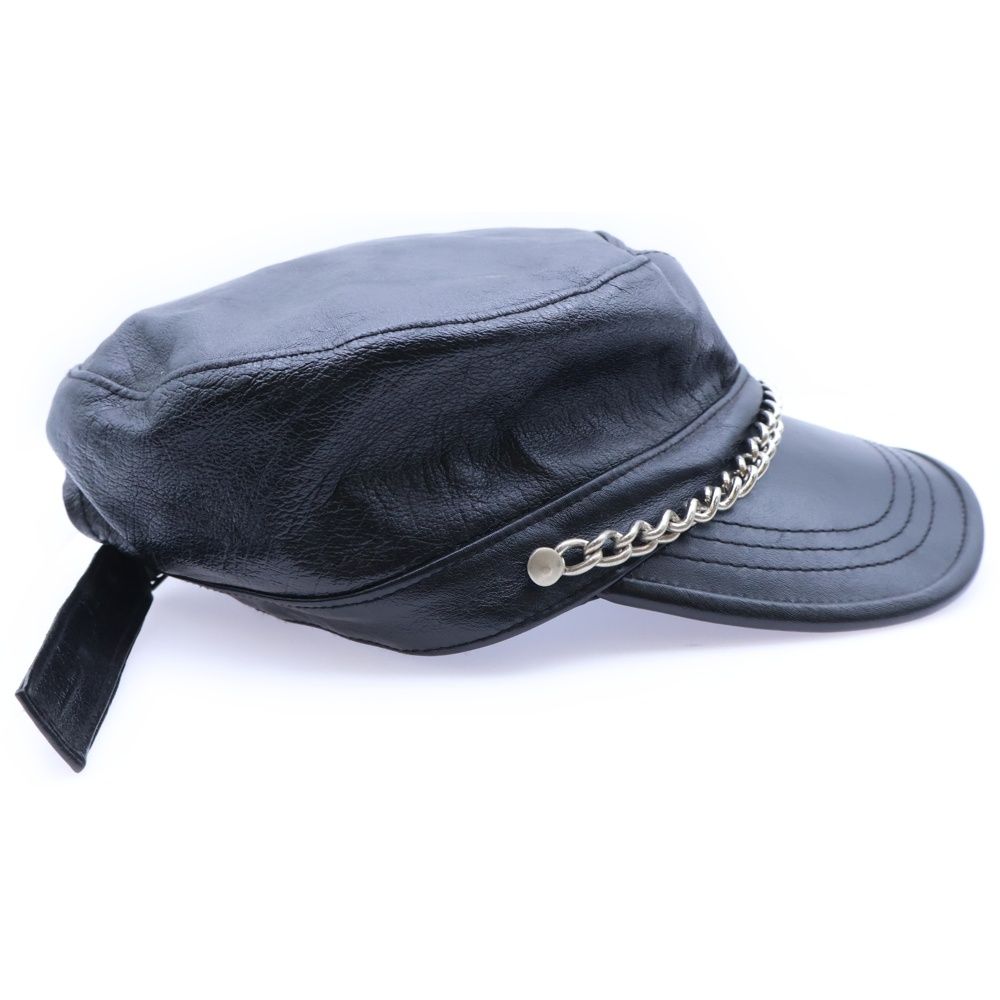 MARC JACOBS マークジェイコブス チェーン装飾 レザー キャスケット ブラック