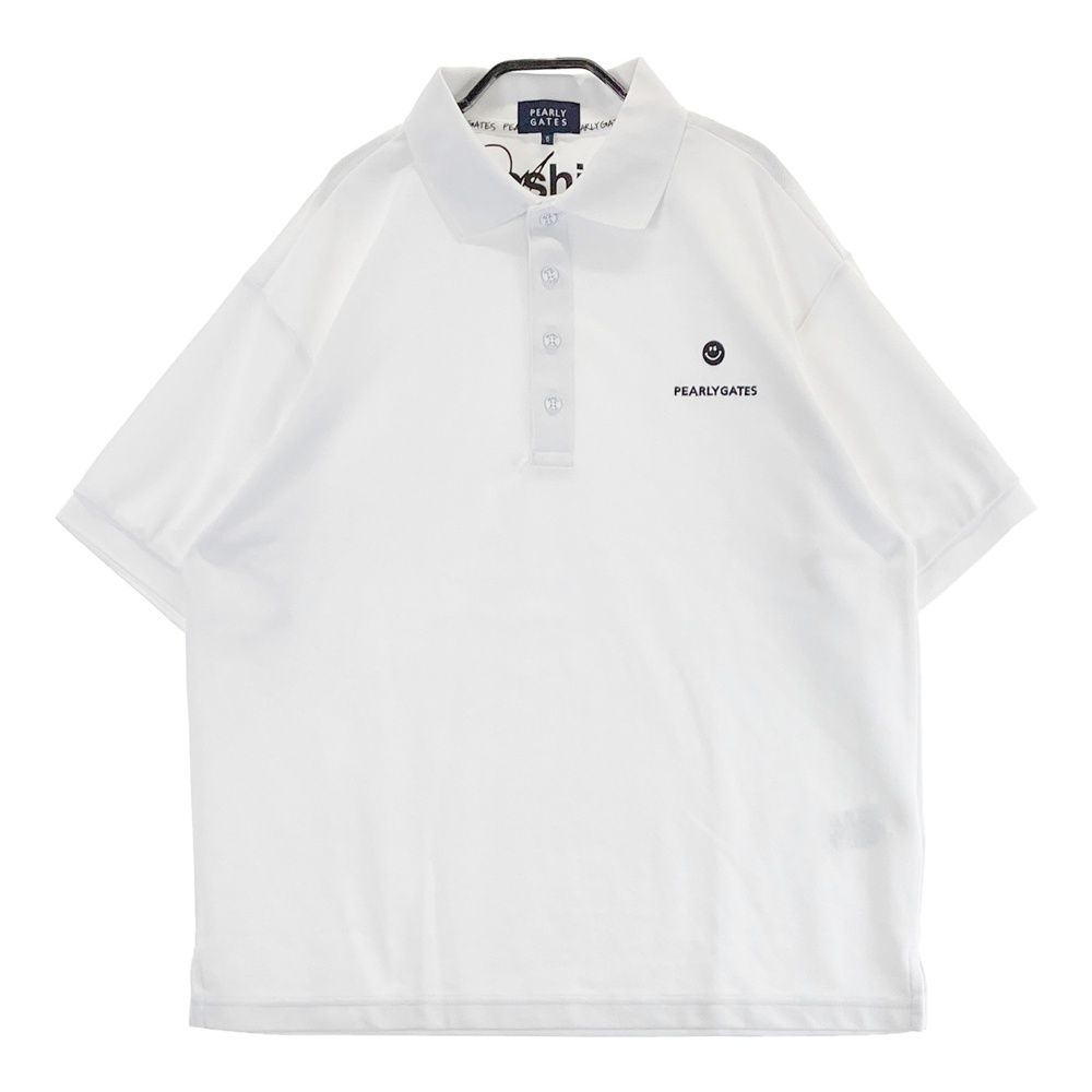 サイズ 5 PEARLY GATES パーリーゲイツ モデル ニコちゃん 半袖ポロシャツ リサイクルポリエステル ホワイト系 240101559502 ゴルフウェア メンズ ストスト