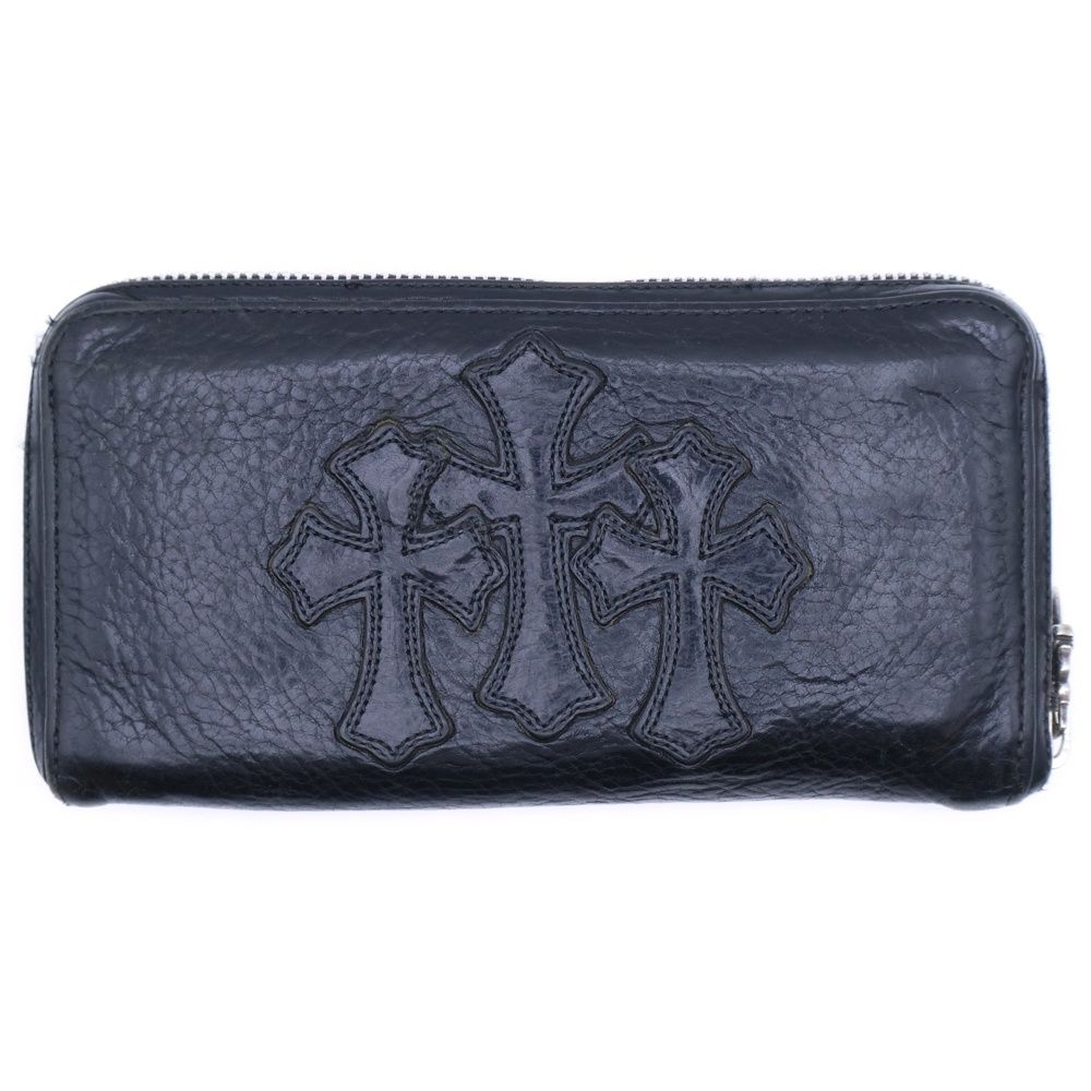 CHROME HEARTS クロムハーツ REC F ZIP 3セメタリー クロスパッチ ラウンドファスナーウォレット 長財布 ブラック