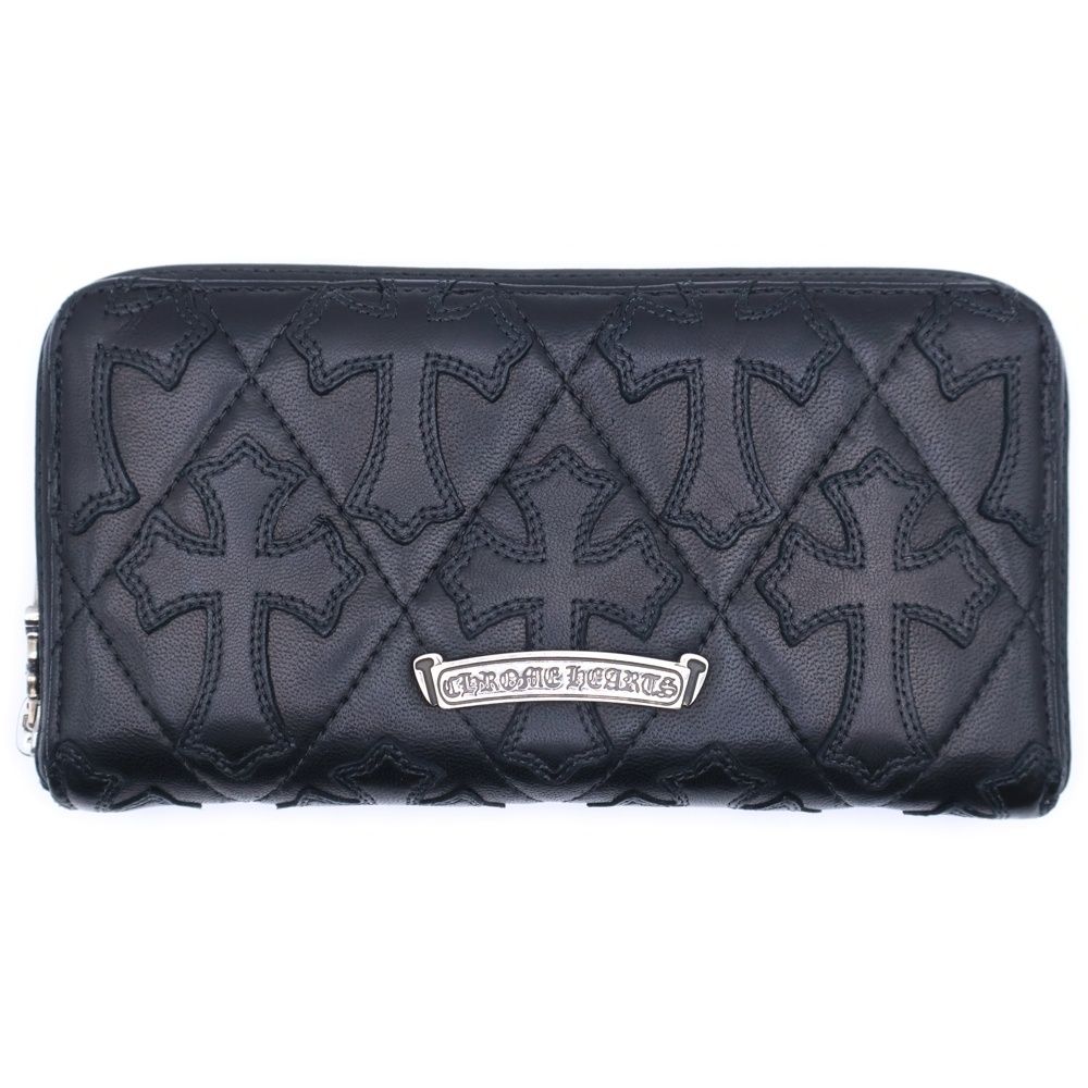 CHROME HEARTS クロムハーツ REC F ZIP QUILTED セメタリークロスキルティングレザーウォレット財布