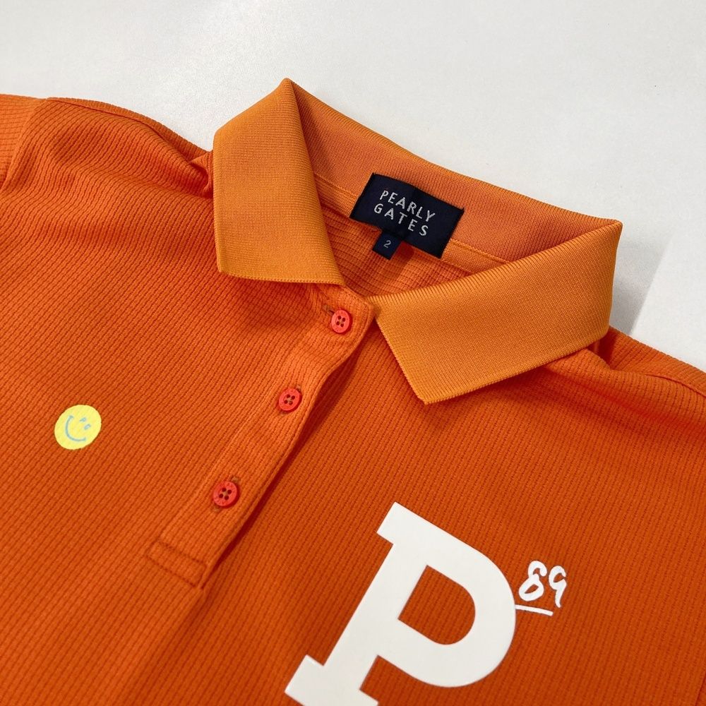 サイズ 2 PEARLY GATES パーリーゲイツ モデル 半袖ポロシャツ ニコちゃん オレンジ系 ゴルフウェア レディース ストスト シャツ レディースウェア