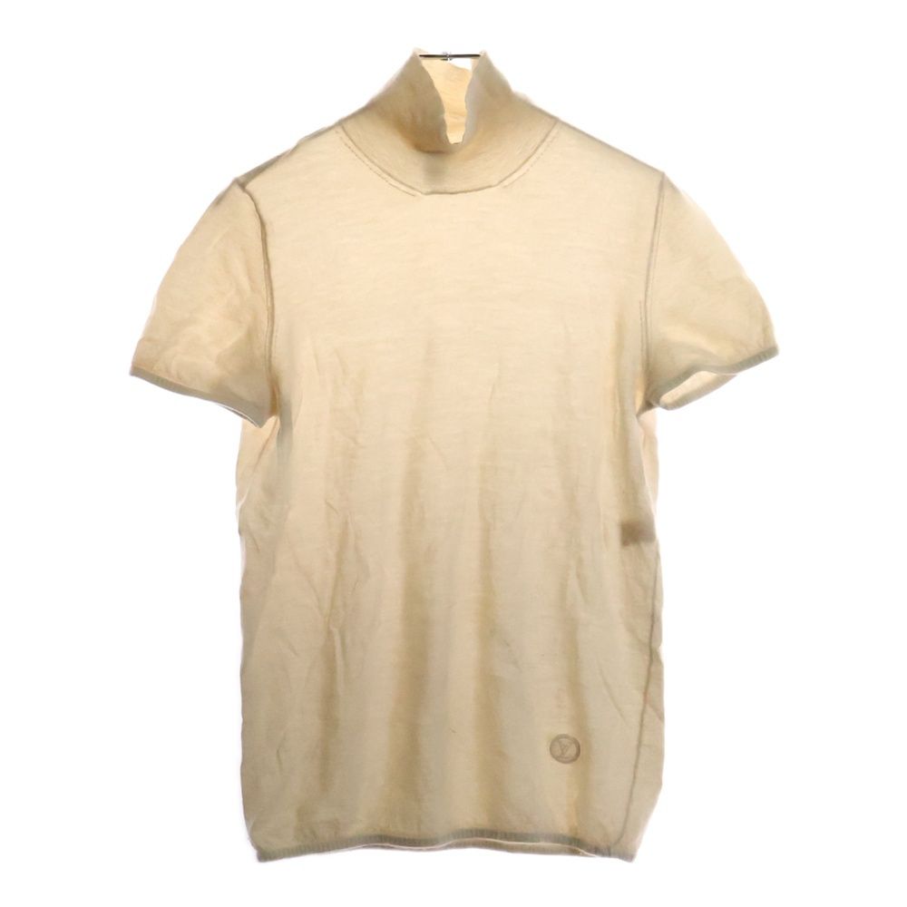 LOUIS VUITTON ルイヴィトン 08AW LVワッペンロゴ カシミヤ タートルネック プルオーバー 半袖ニット セーター アイボリー レディース RW082W WNKS06MOD