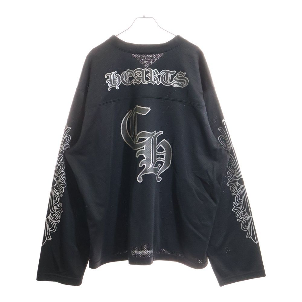 CHROME HEARTS クロムハーツ MESH WARM UP JERSEY メッシュ バーシティー ジャージー CHプリントメッシュ 長袖Tシャツカットソー ブラック