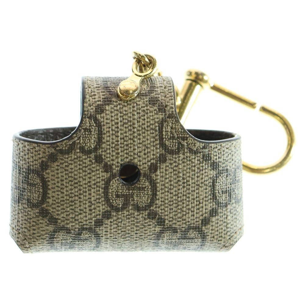 GUCCI グッチ GGスプリーム airpodsケース イヤホンケース キーホルダー バッグチャーム ベージュ 596720 ゴールド金具