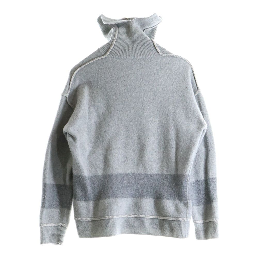 BURBERRY バーバリー 裾ロゴパッチ ステッチデザイン カシミヤ混 ウール タートルネック プルオーバー 長袖ニット セーター グレー 8046230