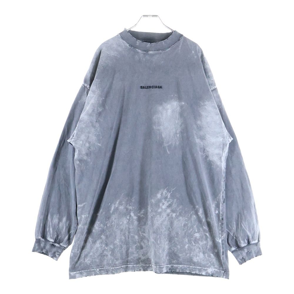 BALENCIAGA バレンシアガ 24AW ラージフィット バックロゴ ダメージ加工 ロングスリーブTシャツ ロンT カットソー ブラック 796917