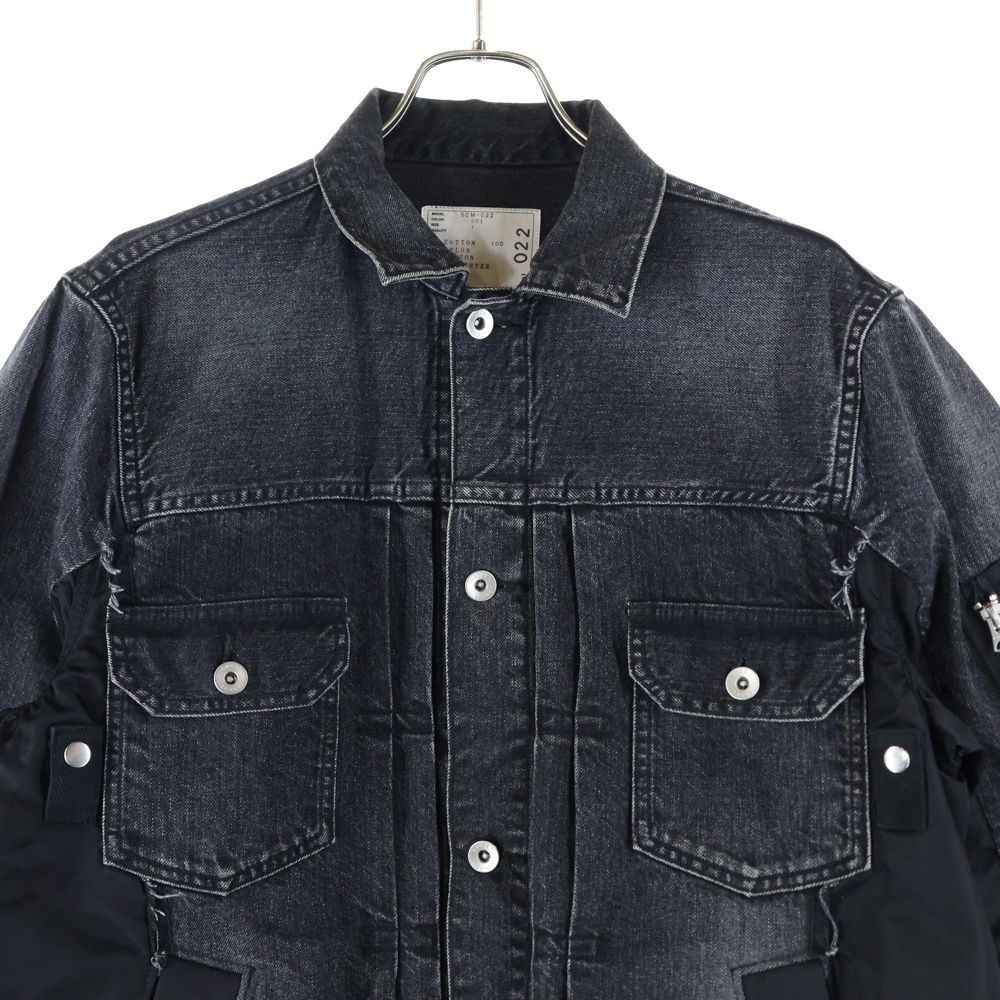 sacai サカイ　ドッキング　デニム　ジャケット　ブラック Sacai (サカイ) 20AW Denim × MA-1 Jacket ドッキング デニム