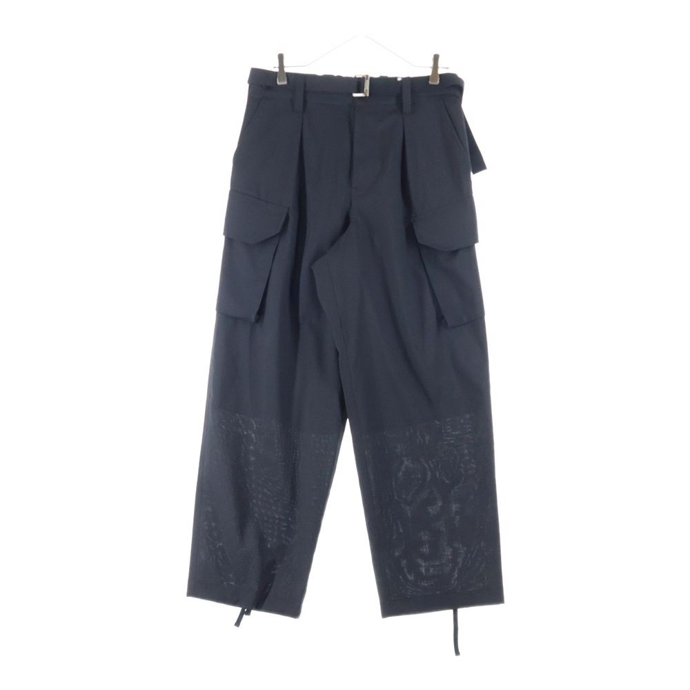 Sacai サカイ 25SS ベルテッド ポリウール カーゴパンツ ブラック 25-03884M