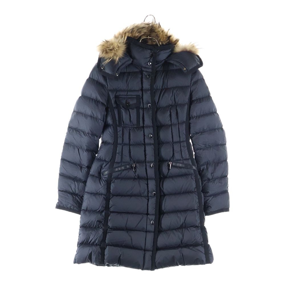 MONCLER モンクレール 18 AW エルミファー リアルファー付 ジップアップダウンジャケット ダウンコート レディース ブラック 53048