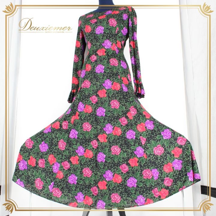 社交ダンス 衣装 ドレス ワンピース レッスンウェア パーティ衣装 女性用 オールシーズン 花柄 黒 赤 紫 緑 ブラック系 レッド系 パープル系 華やかデザイン 伸縮性 おしゃれ ダンスパーティ 講師衣装 フェスティバル ブラックベース