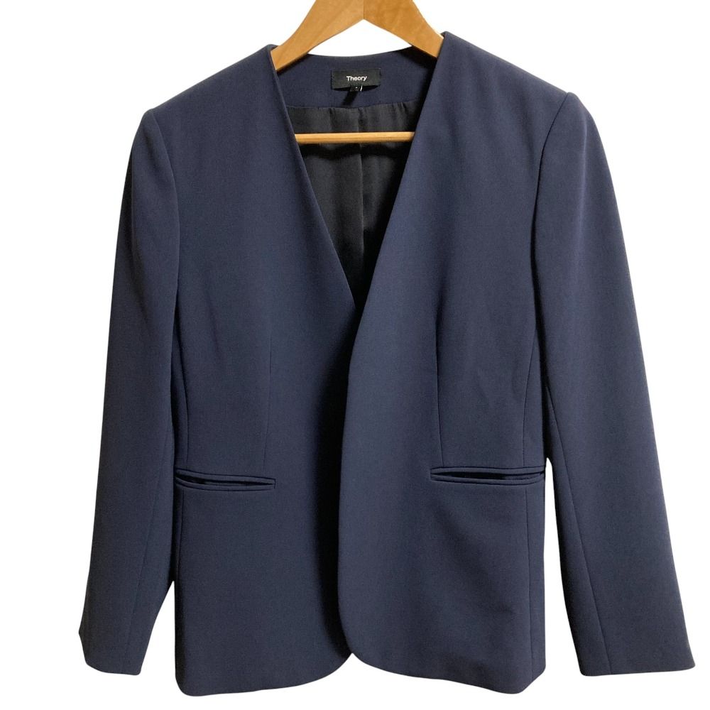 23AW Theory セオリー アドミラル クレープ ノー ジャケット パンツ セットアップ サイズ4 ネイビー レディース 古着