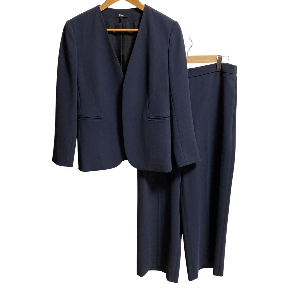 23AW Theory セオリー アドミラル クレープ ノー ジャケット パンツ セットアップ サイズ4 ネイビー レディース 古着