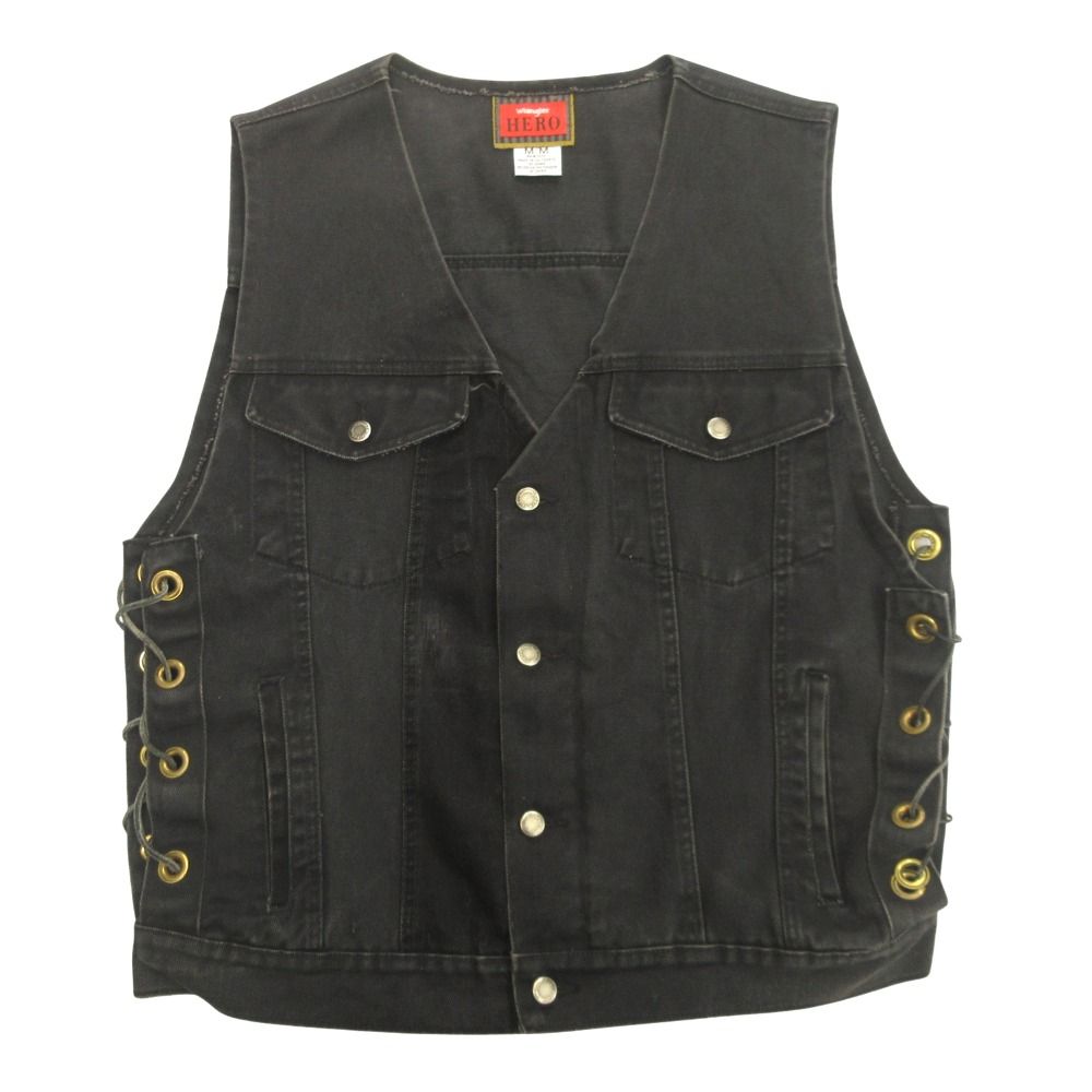 Wrangler HERO ラングラー ヒーロー 90 s デニム ベスト ノースリーブ ジャケット ブルゾン ヴィンテージ M グレー メンズ 古着