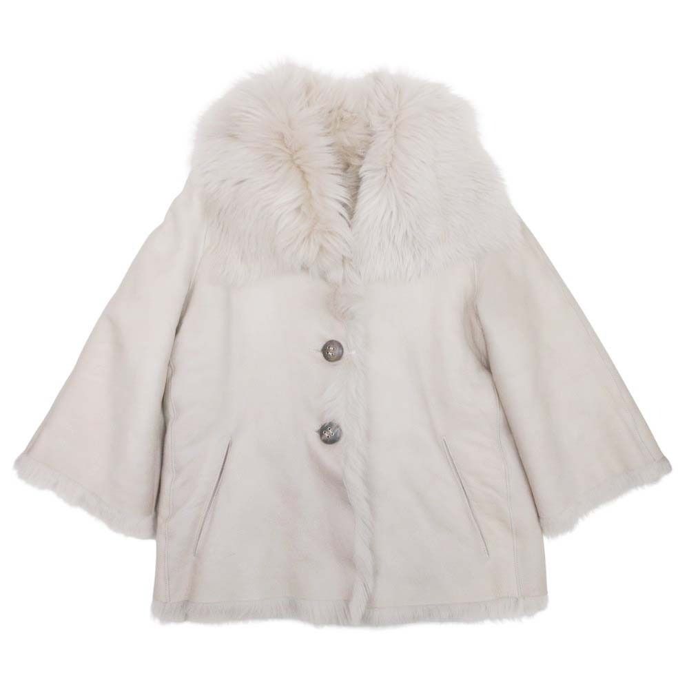 KARL DONOGHUE カールドノヒュー ラムスキン レザー コート ジャケット ブルゾン アウター ファー XS グレージュ レディース 古着