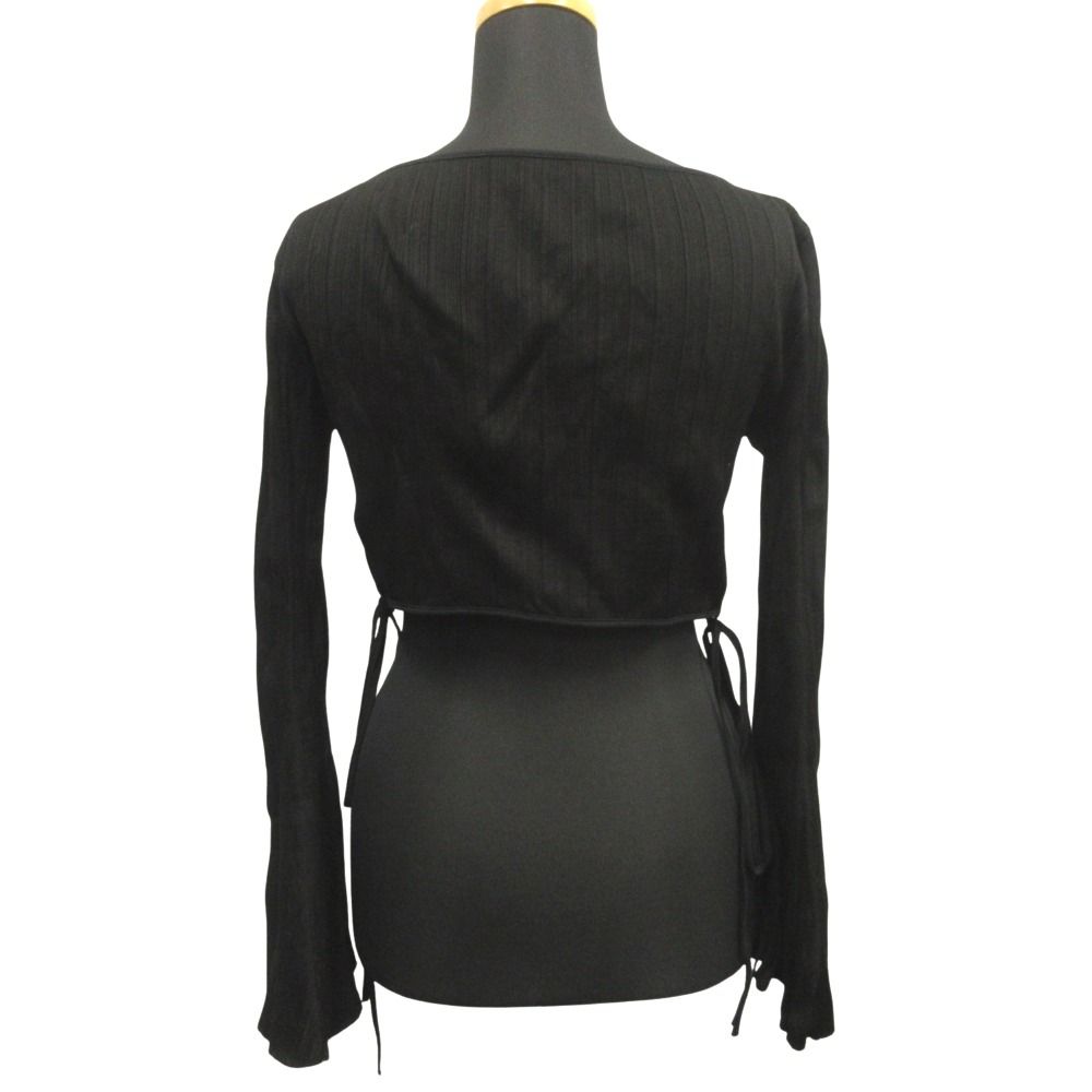 24ss Mame Kurogouchi マメクロゴウチ Random Ribbed Cropped Top ランダムリブクロップドトップ カットソー 1 ブラック レディース 古着