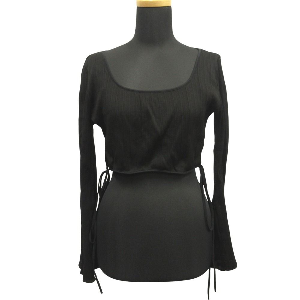 24ss Mame Kurogouchi マメクロゴウチ Random Ribbed Cropped Top ランダムリブクロップドトップ カットソー 1 ブラック レディース 古着