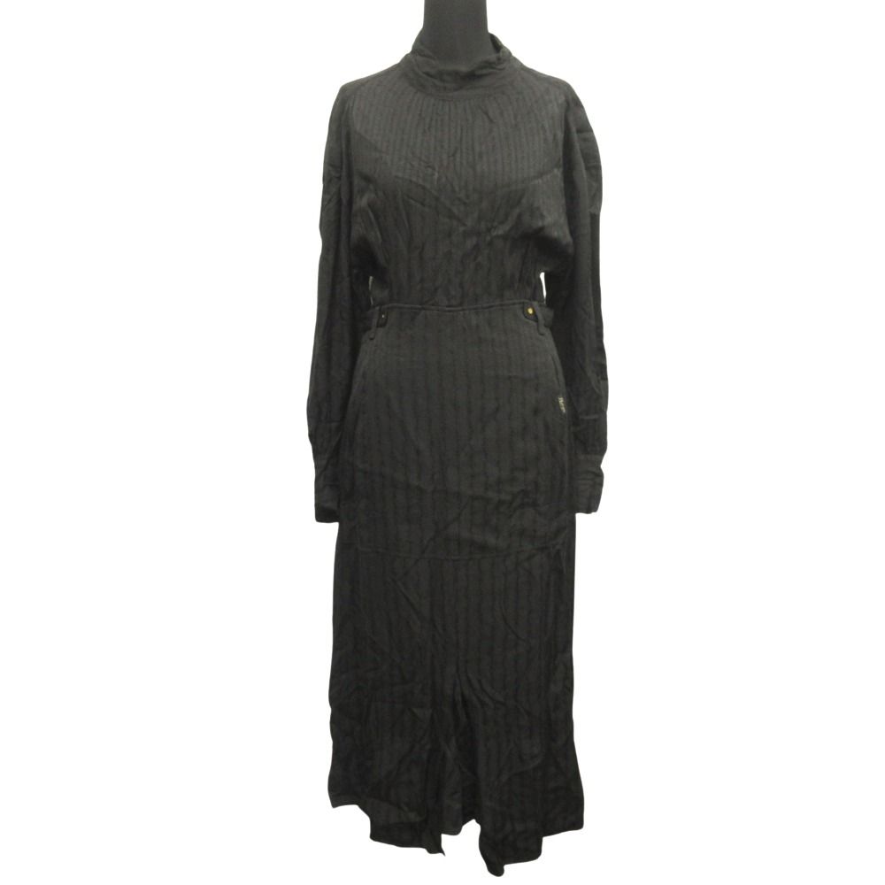 PHOTOCOPIEU フォトコピュー AURELIA GATHERD DRESS ギャザード ドレス ワンピース ロング 36 黒 ブラック レディース 古着