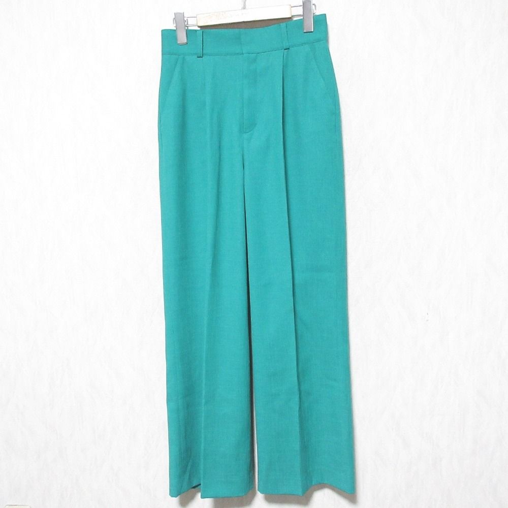 25SS ANAYI アナイ リネンライクワイドパンツ 102517-12-220 サイズ38 グリーン レディース 古着