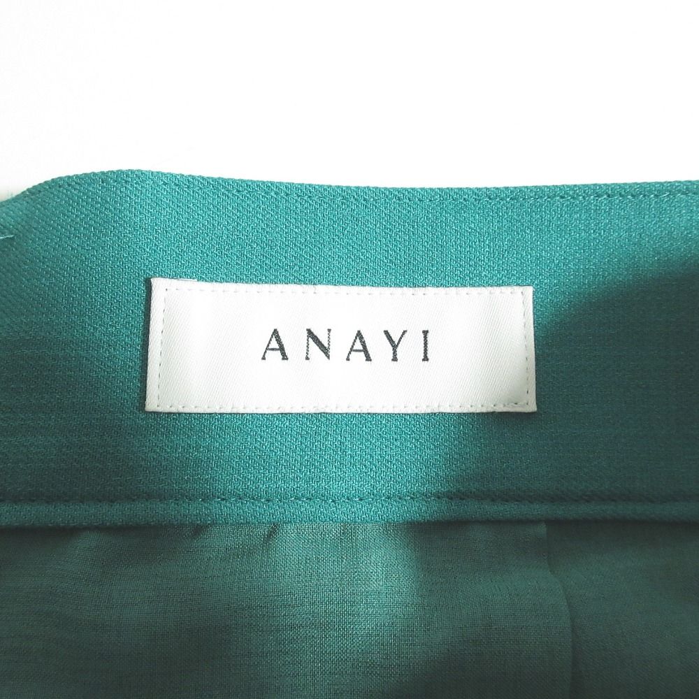 25 SS ANAYI アナイ リネンライクワイドパンツ 102517 12 220 サイズ38 グリーン レディース 古着 ワイドパンツ イージーパンツ パンツ