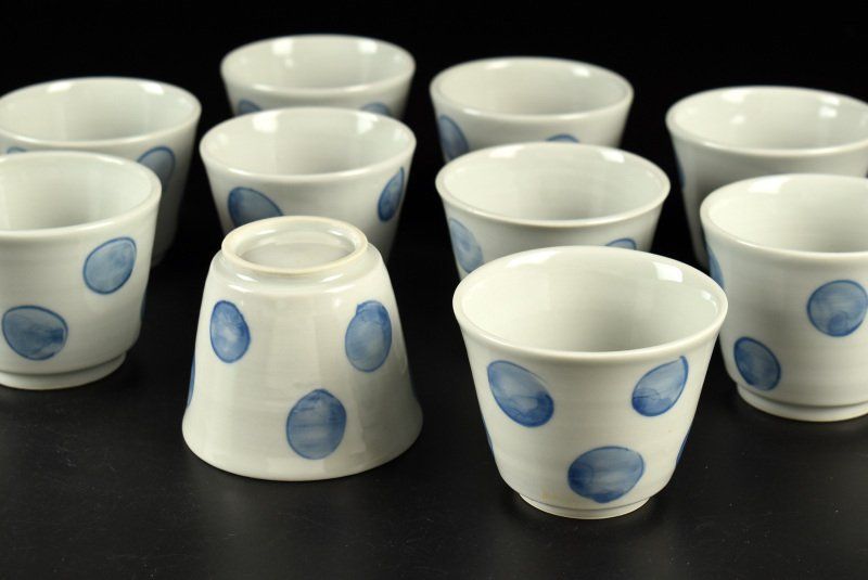 蔵C 9823 g 1 染付丸紋 猪口 向付 小鉢 十客