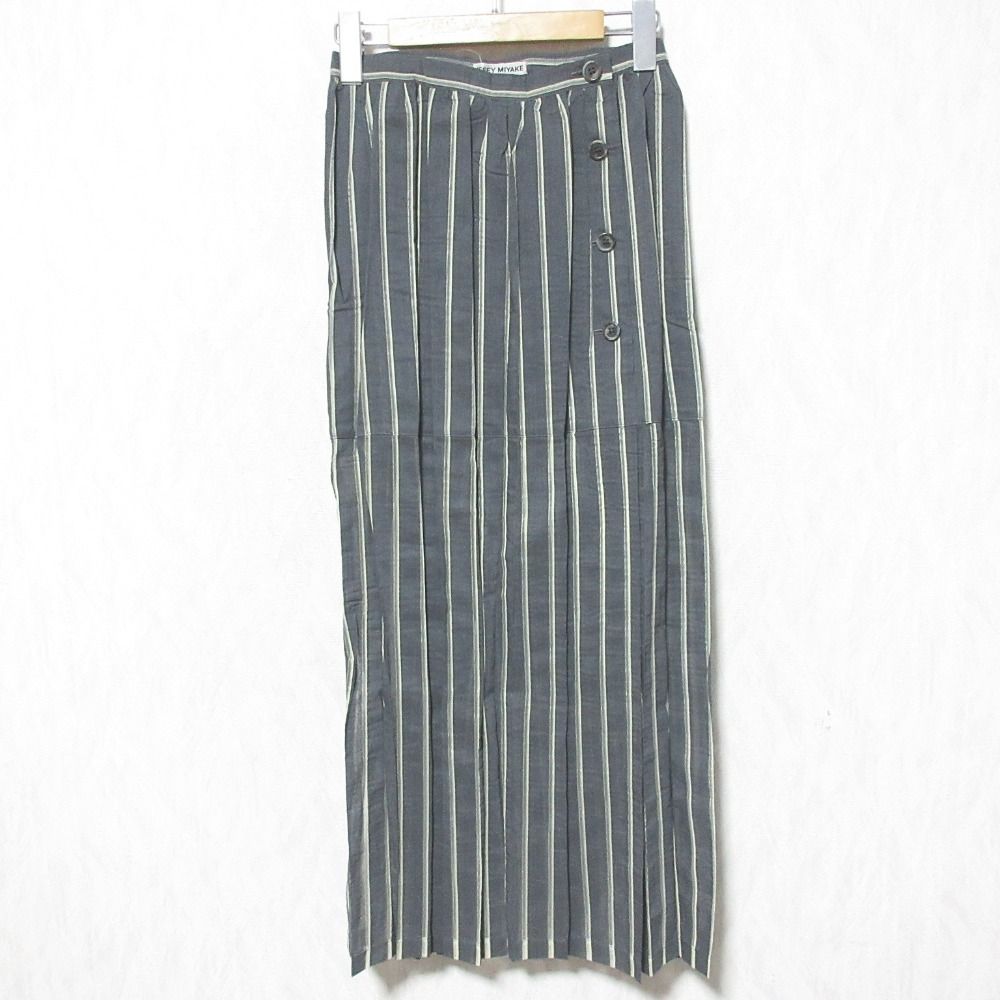 美品 ISSEY MIYAKE イッセイミヤケ ストライプ ロングスカート IM92