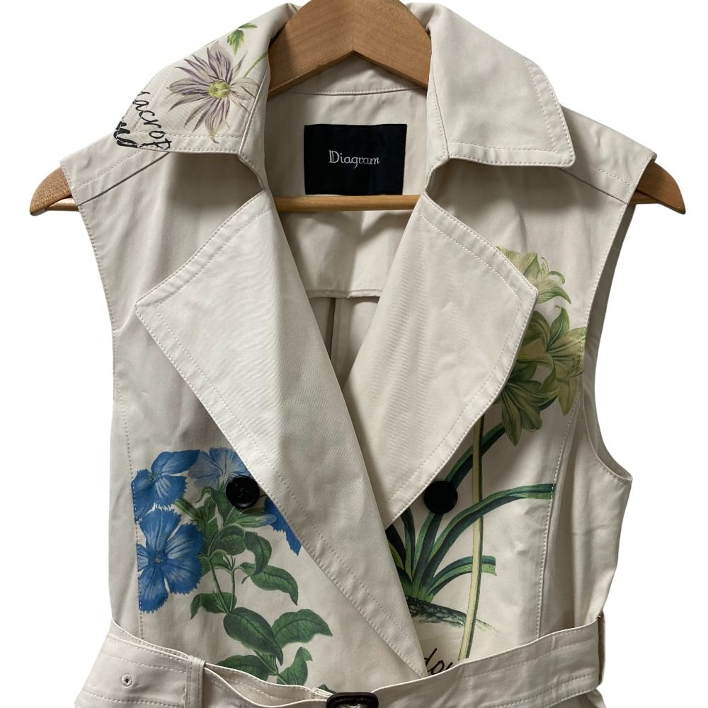 25 SS Diagram ダイアグラム グレースコンチネンタル プリントトレンチワンピース サイズ38 ベージュ レディース 古着