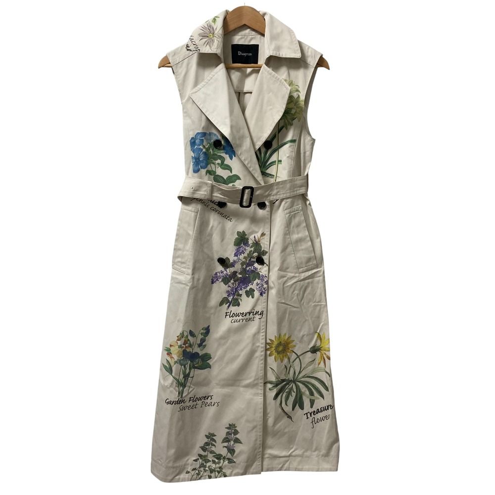 25SS Diagram ダイアグラム グレースコンチネンタル プリントトレンチワンピース0325131355 サイズ38 ベージュ レディース 古着