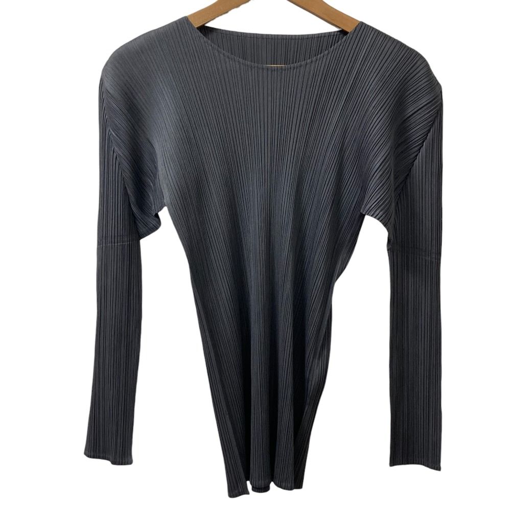 PLEATS PLEASE プリーツプリーズ イッセイミヤケ ロングスリーブ カットソー サイズ3 グレー レディース 古着
