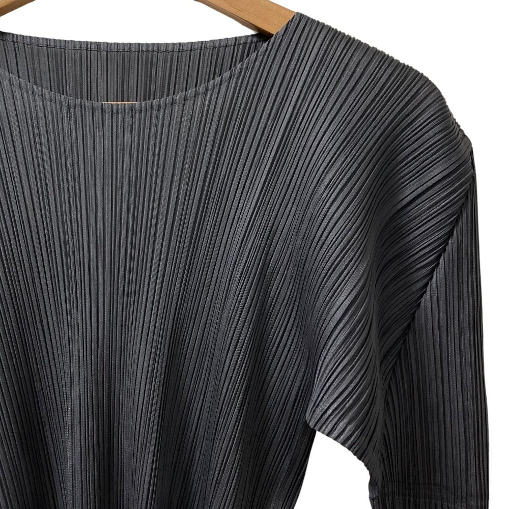 PLEATS PLEASE プリーツプリーズ イッセイミヤケ ロングスリーブ カットソー サイズ3 グレー レディース 古着