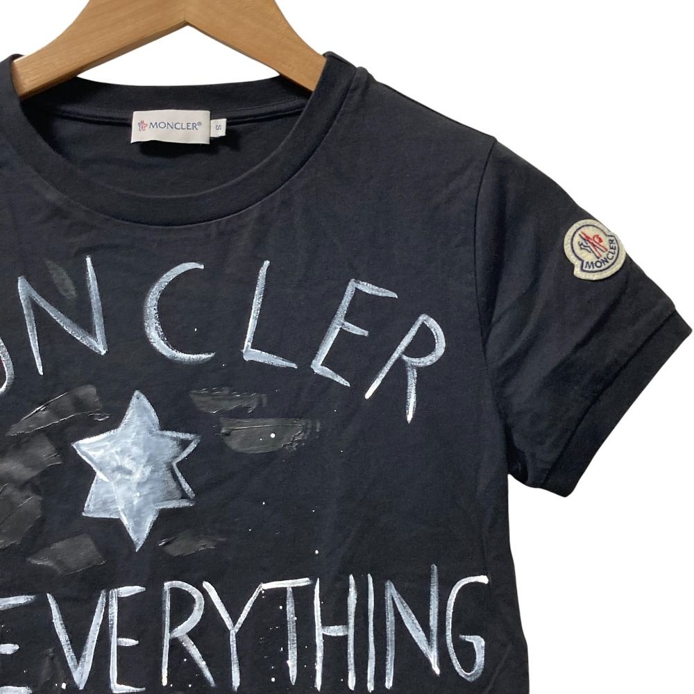 MONCLER モンクレール メッセージペイント 半袖 Tシャツ サイズS ブラック レディース 古着