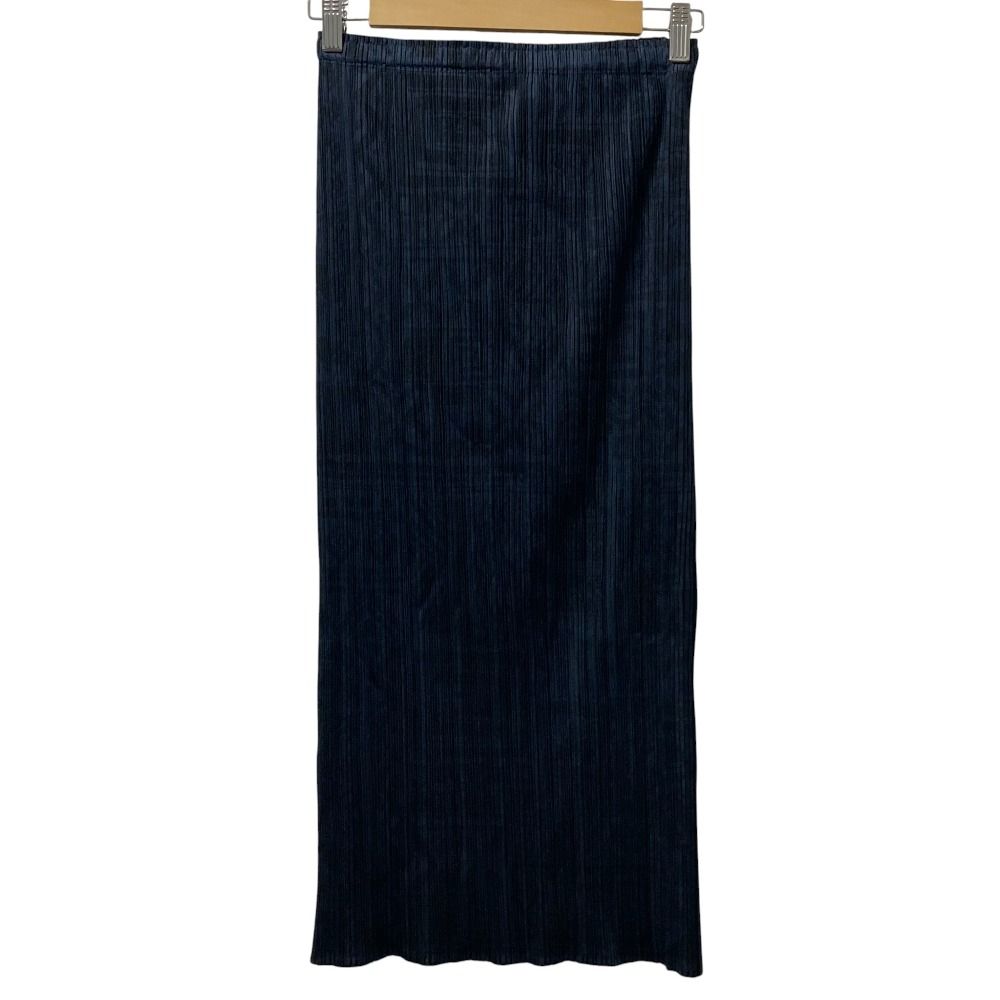 PLEATS PLEASE ISSEY MIYAKE プリーツプリーズ イッセイミヤケ ロングスカート PP 53-JG 864 サイズ2 ネイビー×ブラック レディース 古着