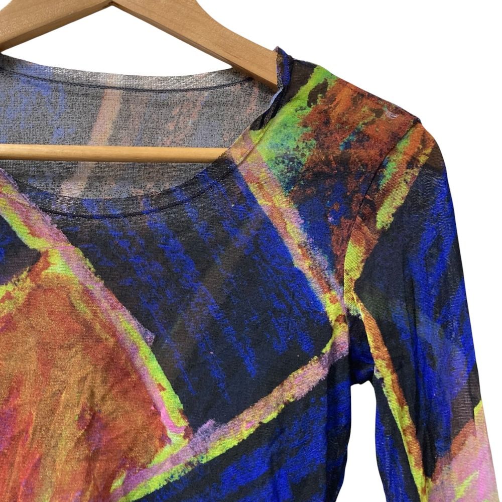 ISSEY MIYAKE イッセイミヤケ 総柄プリント シアー ロングスリーブ カットソー IM01JK098 サイズ3 マルチ レディース 古着