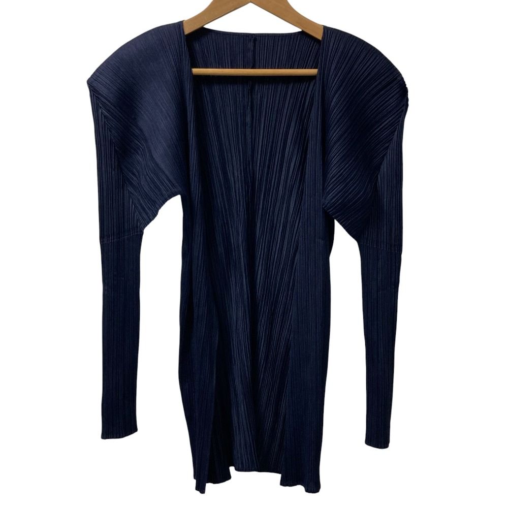 PLEATS PLEASE ISSEY MIYAKE プリーツプリーズ イッセイミヤケ カーディガン PP04-JO607 サイズ3 ネイビー レディース 古着