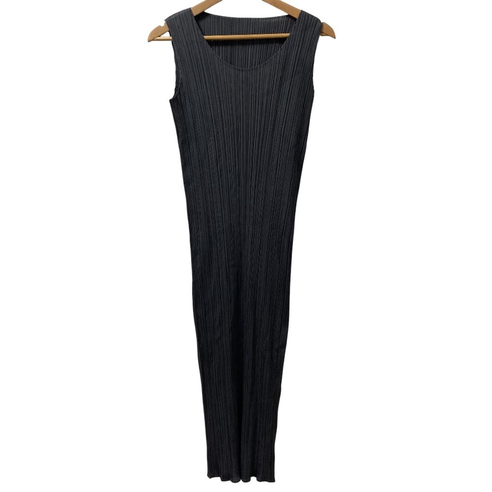 PLEATS PLEASE ISSEY MIYAKE プリーツプリーズ イッセイミヤケ ノースリーブ ロングワンピース PP 05-JH 001 サイズ1 グレー レディース 古着