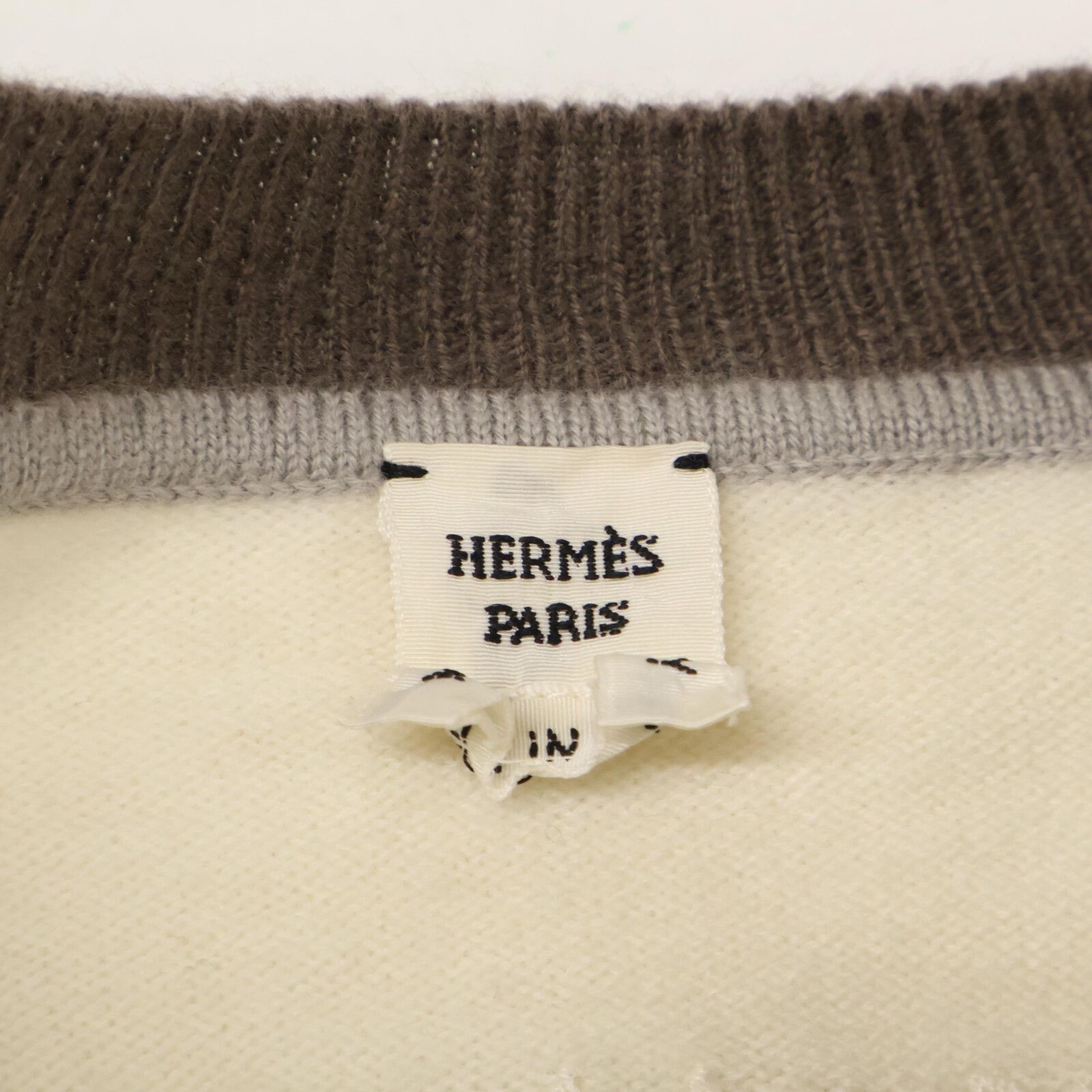 HERMES エルメス 24SS カシミヤ混 鐙刺繍 ショートスリーブニット 36