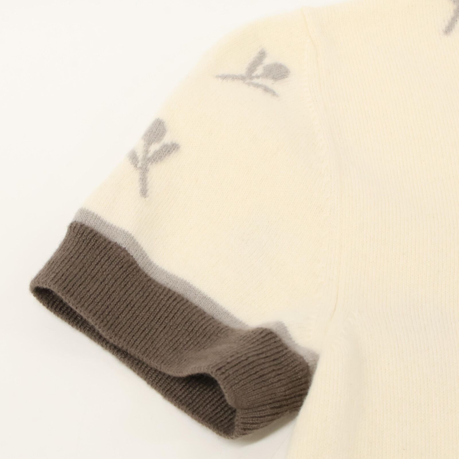 HERMES エルメス 24SS カシミヤ混 鐙刺繍 ショートスリーブニット 36