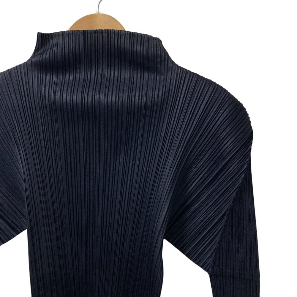 PLEATS PLEASE ISSEY MIYAKE プリーツプリーズ イッセイミヤケ ハイネック ロングスリーブ カットソー PP05-JK005 3 ネイビー レディース 古着