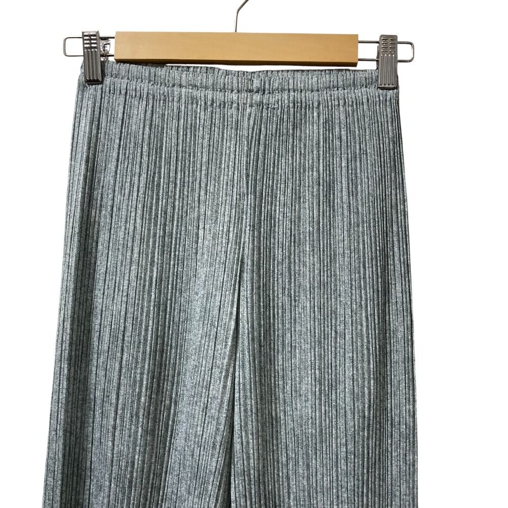 PLEATS PLEASE ISSEY MIYAKE プリーツプリーズ イッセイミヤケ メランジプリント イージーパンツ サイズ2 グレー レディース 古着